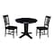 International Concepts 36 in. Solid Wood Round Top Dining Table with 2 Chairs in Black K46-36RT-23B-C10-2 - alternate 1